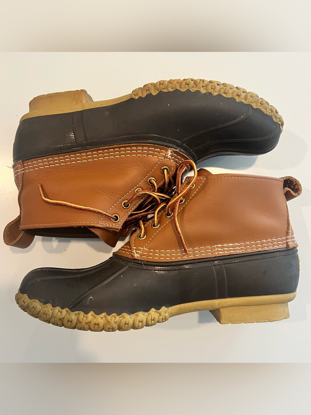 Men's Brown LL Bean Duck Boots - Classic Waterproof Lace-Up